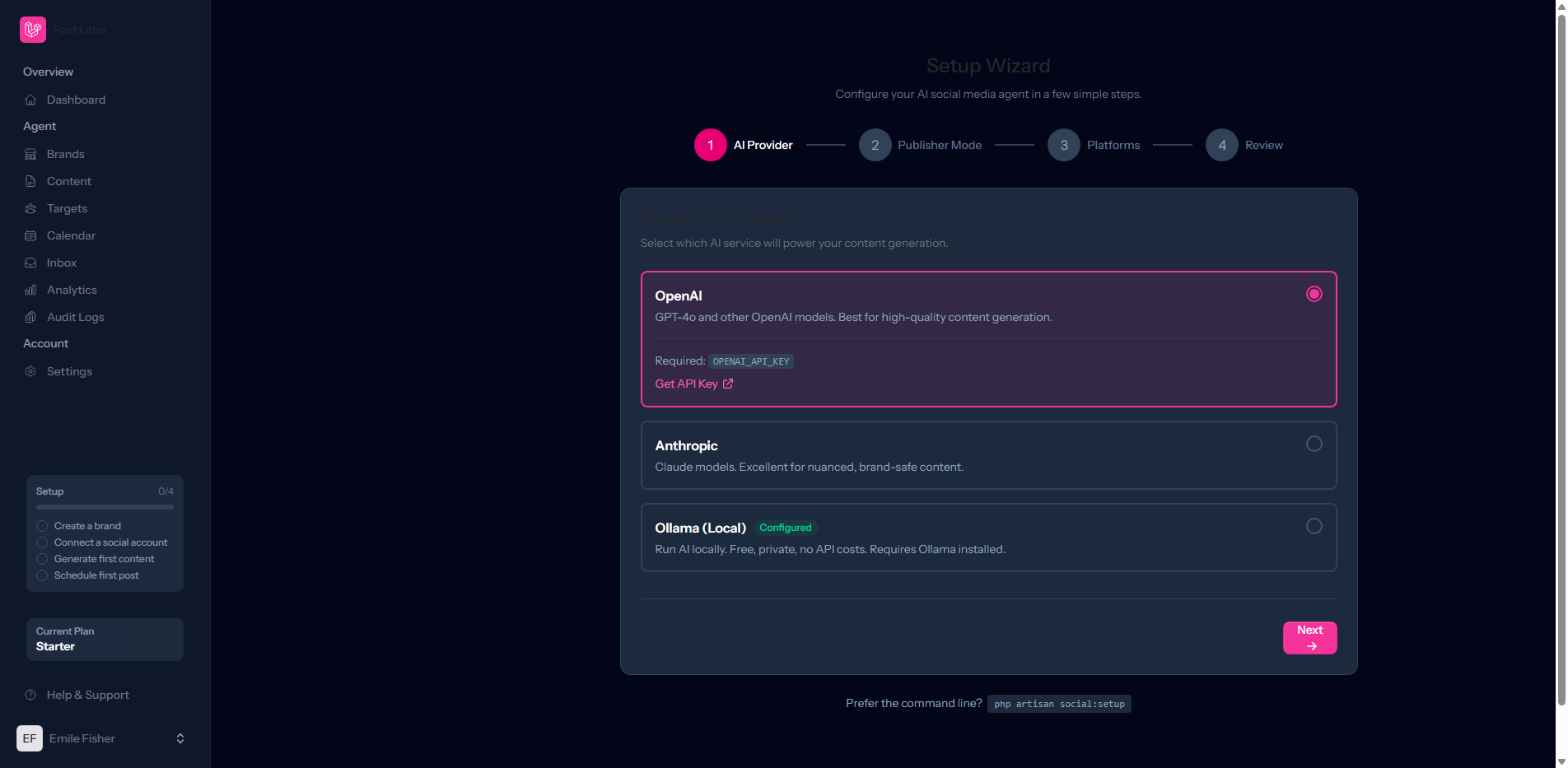 Post Later Setup Wizard for Content Pillars